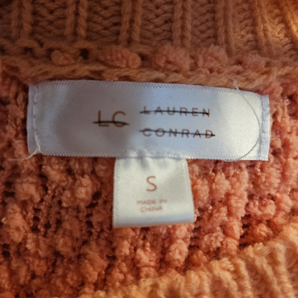 Lauren Conrad Cozy Coral Textured Women's Size Small S Crew Neck Sweater